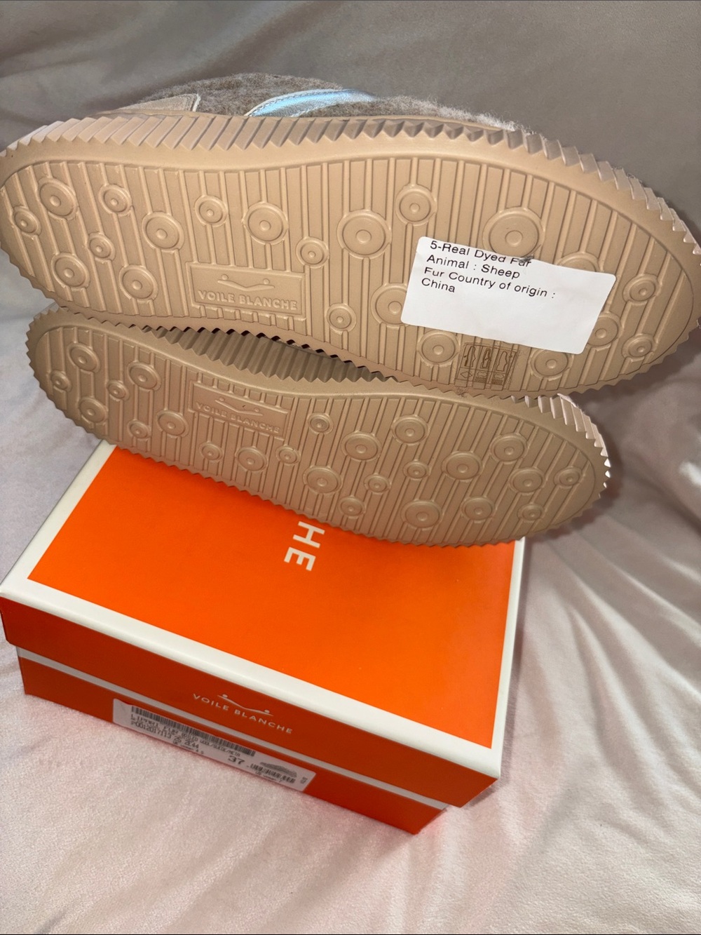 NWT VOILE BLANCHE Lipari Geniune Shearling Lined Sneaker in Beige-Light Brown - Picture 15 of 16